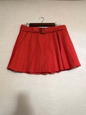 Steve Madden Stevie M Cranberry Pleated Mini Skirt Junior Belt Side Zipper NWT
